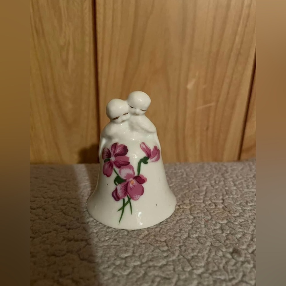 Floral Ceramic Bell with Pink Flowers